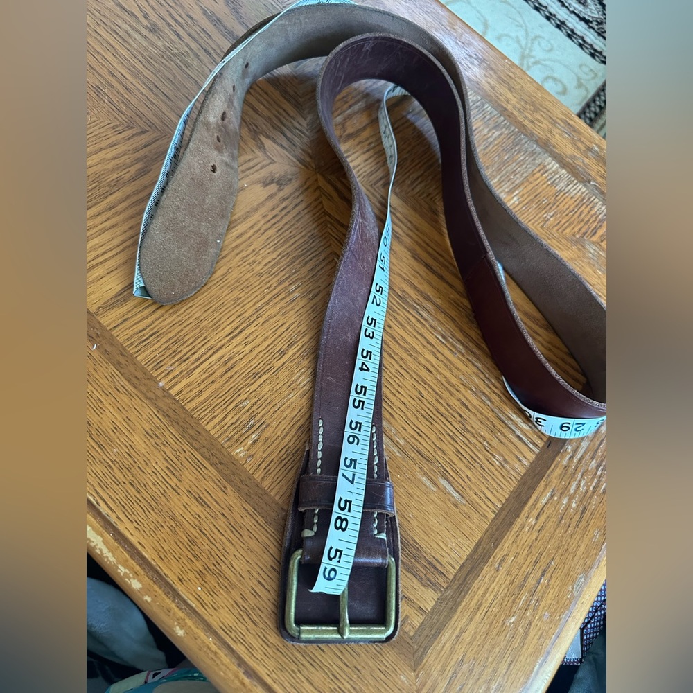 Vintage Polo Ralph Lauren brown leather belt men’s brass buckle size 59inch - Picture 9 of 12
